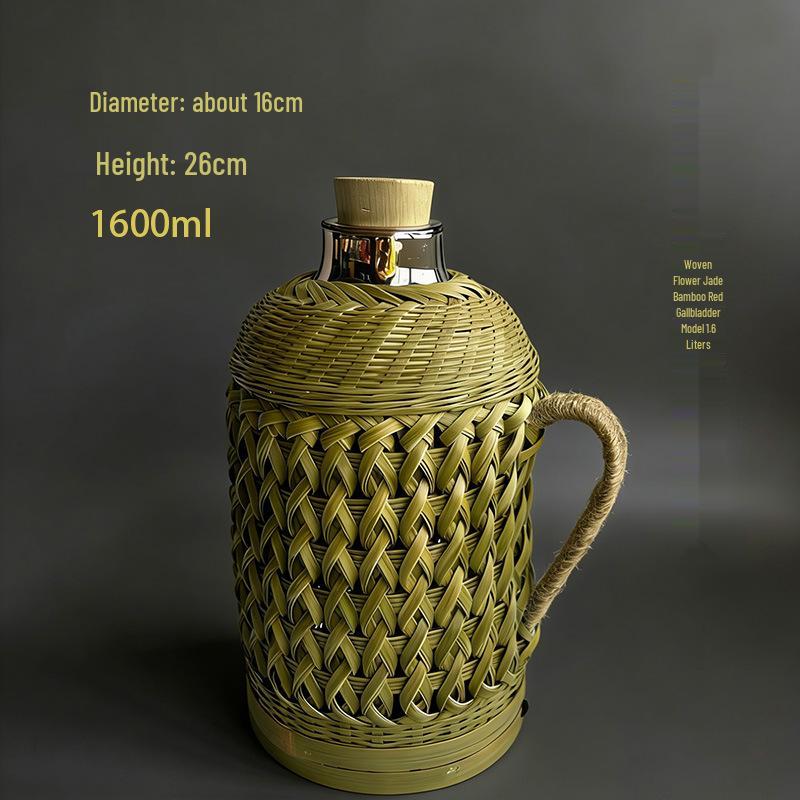 

Handmade Purple Bamboo Woven Hot Water Kettle, Traditional Chinese Style, Flower Pattern, Large Capacity, Ideal for Home, Tea Room, or Restaurant.