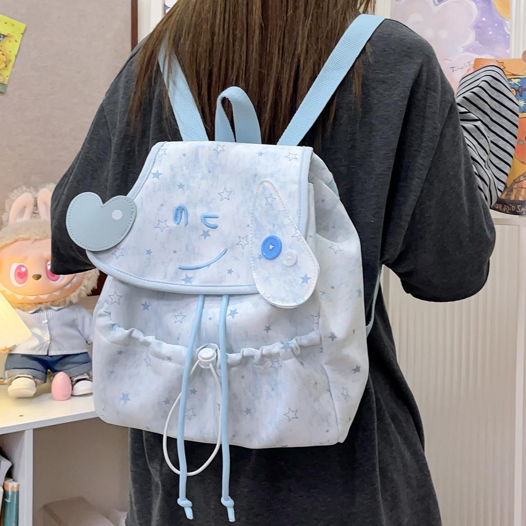 Schoolbag Korean drawstring flip backpack women's new lightweight cute girl travel backpack girls campus commuter schoolbag