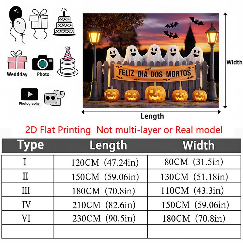 Party Backdrop Halloween Flat Ghosts Pumpkins Banners Spooky Pumpkin Event Photo Background Party Decor