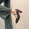 2025 Neue Frühling Französische Klobige Einzelne Schuhe Quadratische Spitze Hohe Absätze Mary Jane Damenschuhe Größe 35-42 Modeschuhe