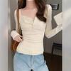 Pure Desire Lace Low-necked T-shirt Women's Early Spring Break Two Bm Floral Bottoming Shirt with Short Top Inside