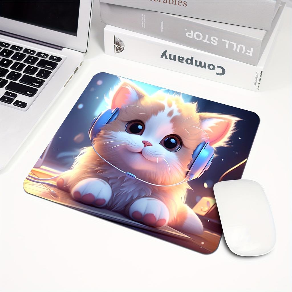 1 cat patterned mouse pad, rubber non slip bottom mouse pad for home and office use, suitable for laptops and desktop computers