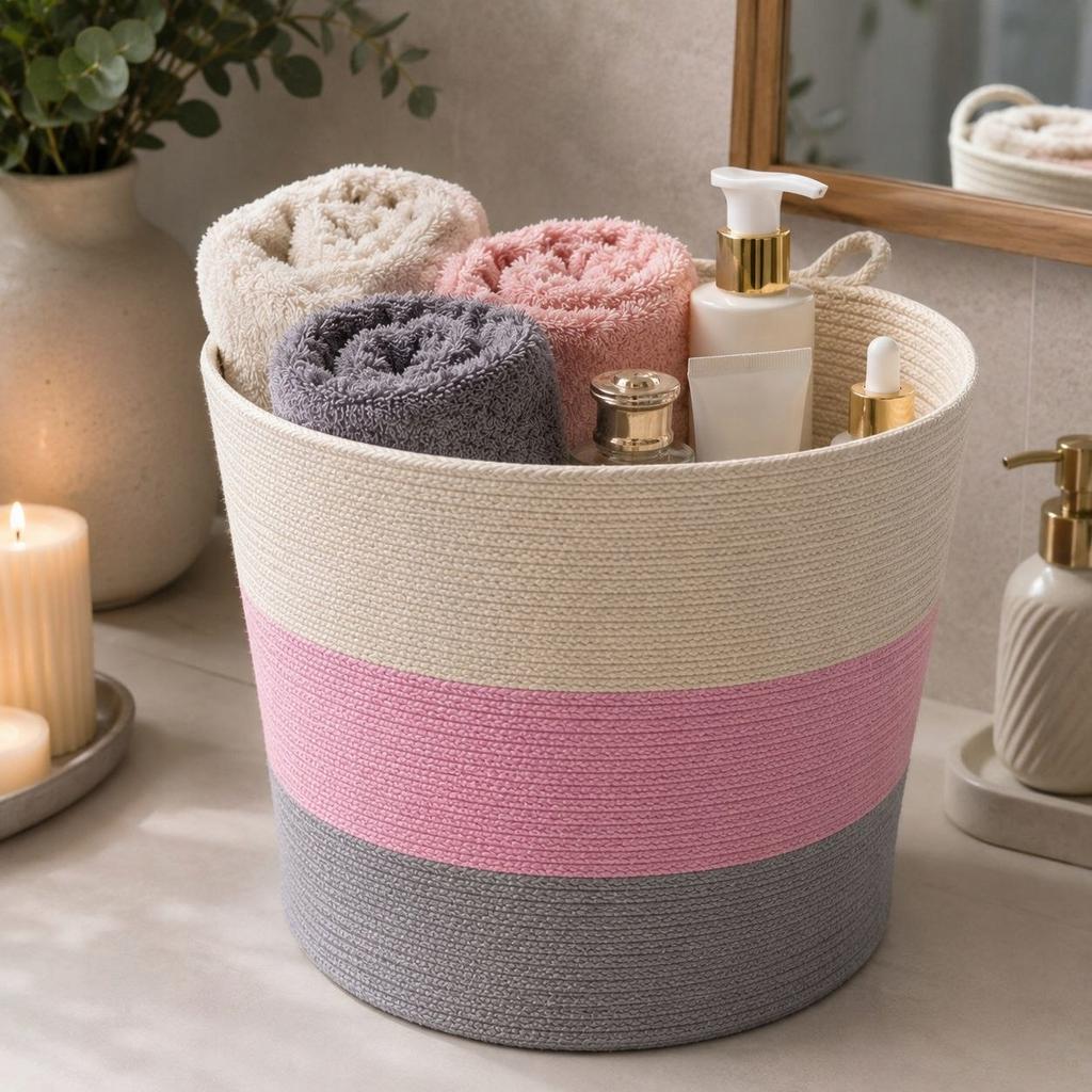 COTTON BASKET 30x30 TOY BASKET HANDMADE LAUNDRY