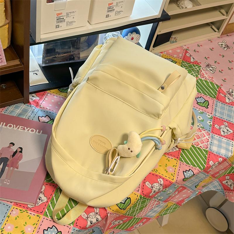 Women's Solid Color Large Capacity Backpack Student Schoolbag