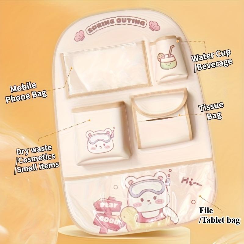 Car Seat Back Organizer Adjustable Kick-Proof PU Leather Storage Bag Hanging Storage Box Ideal for Keeping Car Seats Clean
