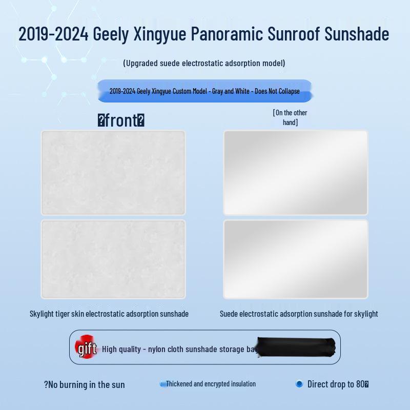 Geely '19 Xingyue Sunroof Static Sunshade: Heat Insulation, Sun Protection, Privacy Shield, Opaque
