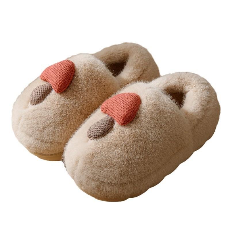New bag heel cotton slippers women's winter velvet thickened warm couples wear non-slip cartoon cotton shoes outside home men