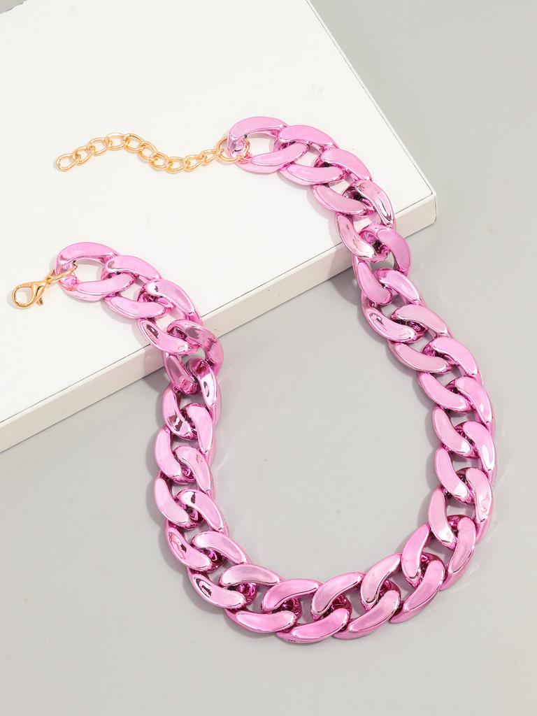 Fashion Hip Hop Metal Color Acrylic Chunky Necklace for Women Men Vintage Glossy Resin Cuban Link Chain Choker Y2K Jewelry Gifts