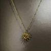 New Fashion Vintage Chic Sun Shaped Pendant Necklace for Women Simple Collarbone Chain Daily Accessories Party Jewelry Gifts