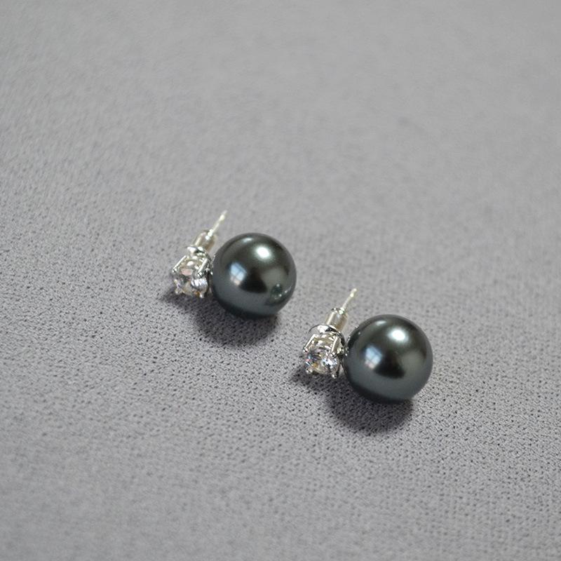 Elegant Princess Style Cubic Zirconia and Imitation Pearl 925 Silver Stud Earrings