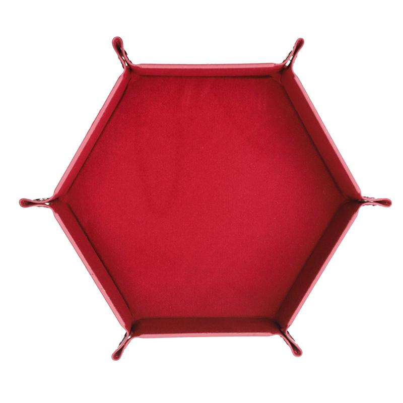 Hexagonal Velvet Dice Tray Foldable Storage Box Pu Tray Desktop Storage Box Tabletop Game Accessories