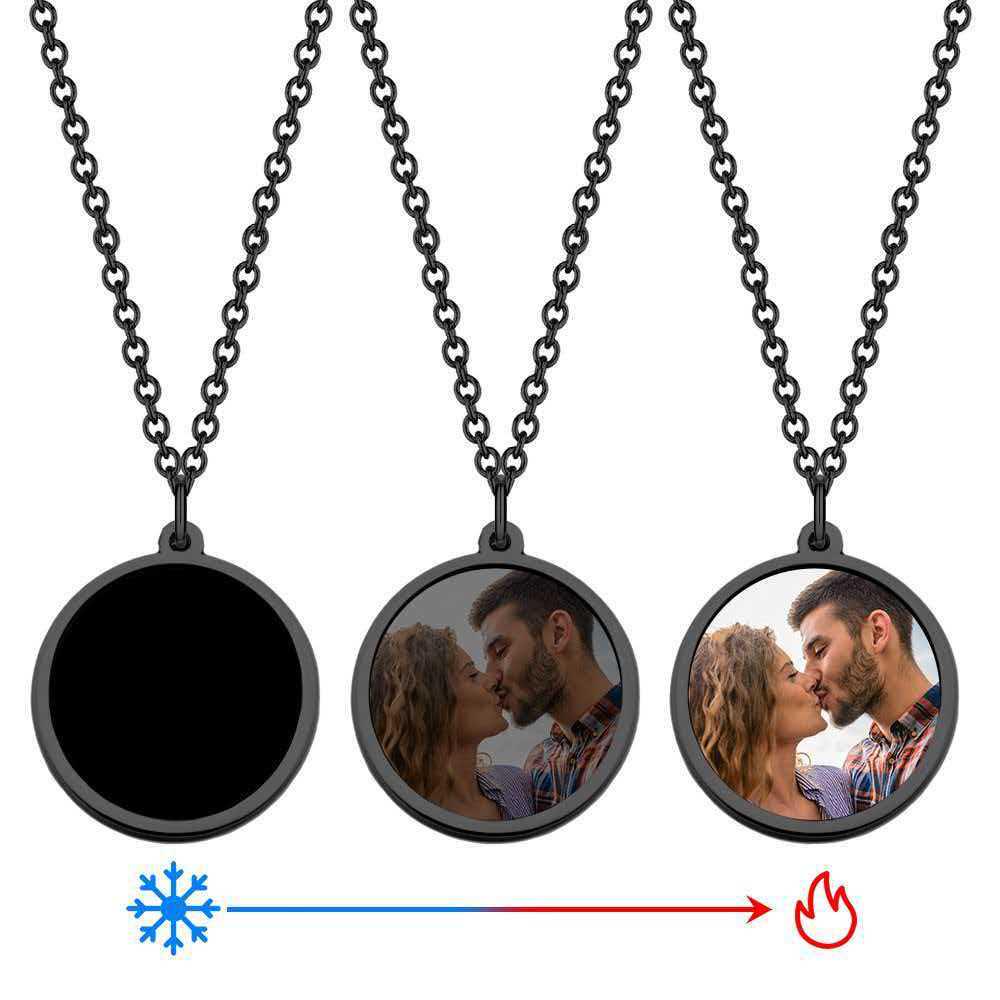 Personalized Color-Changing Stainless Steel Necklace for Men & Women - Custom Photo Christmas Souvenir
