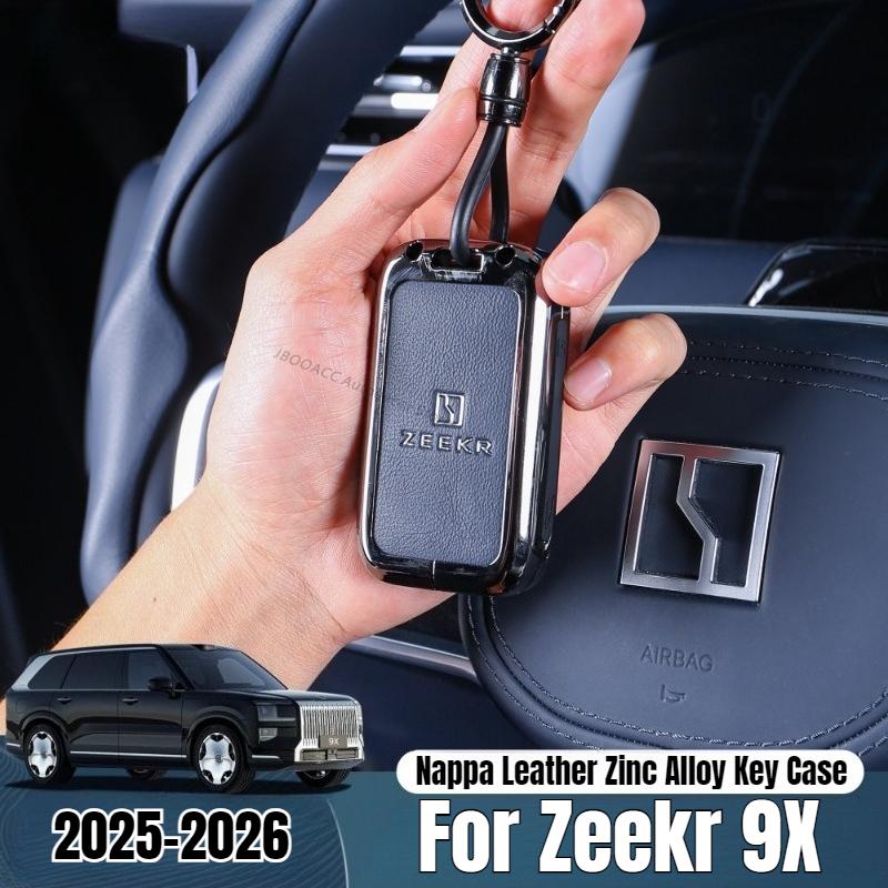 For Geely Zeekr 9X Electric Vehicle Key Case Car Key Shell Nappa Leather Zinc Alloy Key Fob Bag Case Cover Accessories
