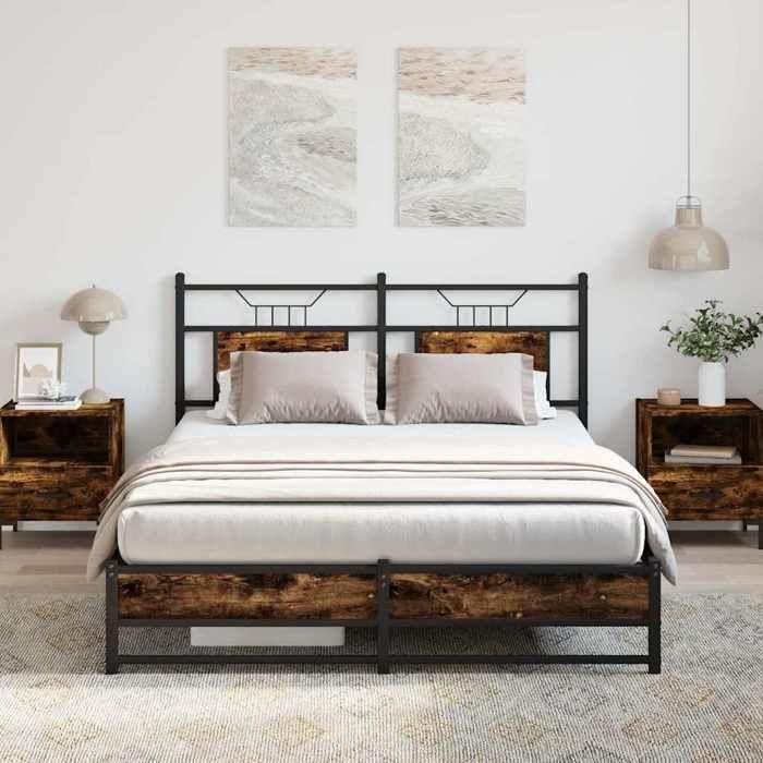 VidaXL Cadre de lit sans matelas chêne fumé 140x200 cm bois ingénierie 4106909