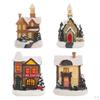 House Decoration LED Lights Christmas Town Scene Desktop Ornaments Figurines Buildings Battery