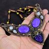 Purple Carved Bone Face Necklace Charoite Necklace Copper Wire Wrapped Necklace Adjustable Chain Necklace Rainbow Moonstone Gemstone Jewelry
