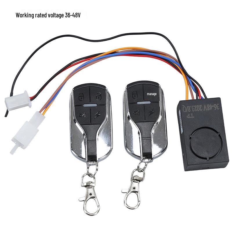 Electric Scooter Anti-Theft Alarm with Dual Remote and One-Key Start (Compatible with 36V-72V)