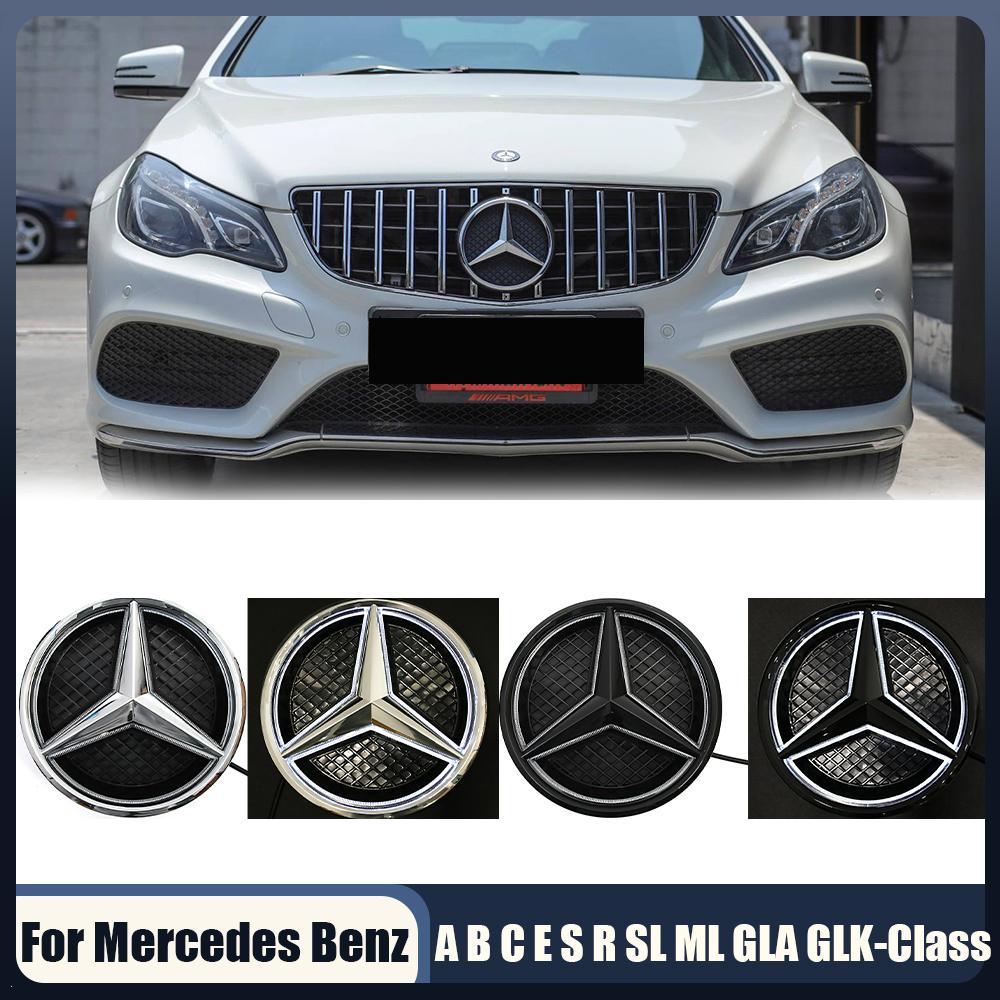 Car Front Grille Emblem LightIlluminated Logo Star Badge Fit For Mercedes Benz A B C E S R SL ML GL GLA GLKW176 W205