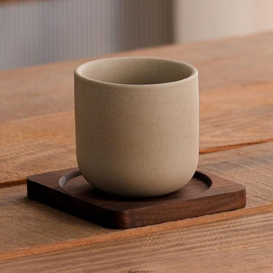 Sada vintage keramických hrnků s dřevěnou rukojetí a podšálkem, objem 150 ml, hrnek na kávu s udržením tepla pro domácnost a kancelář, elegantní dárek pro milovníky kávy