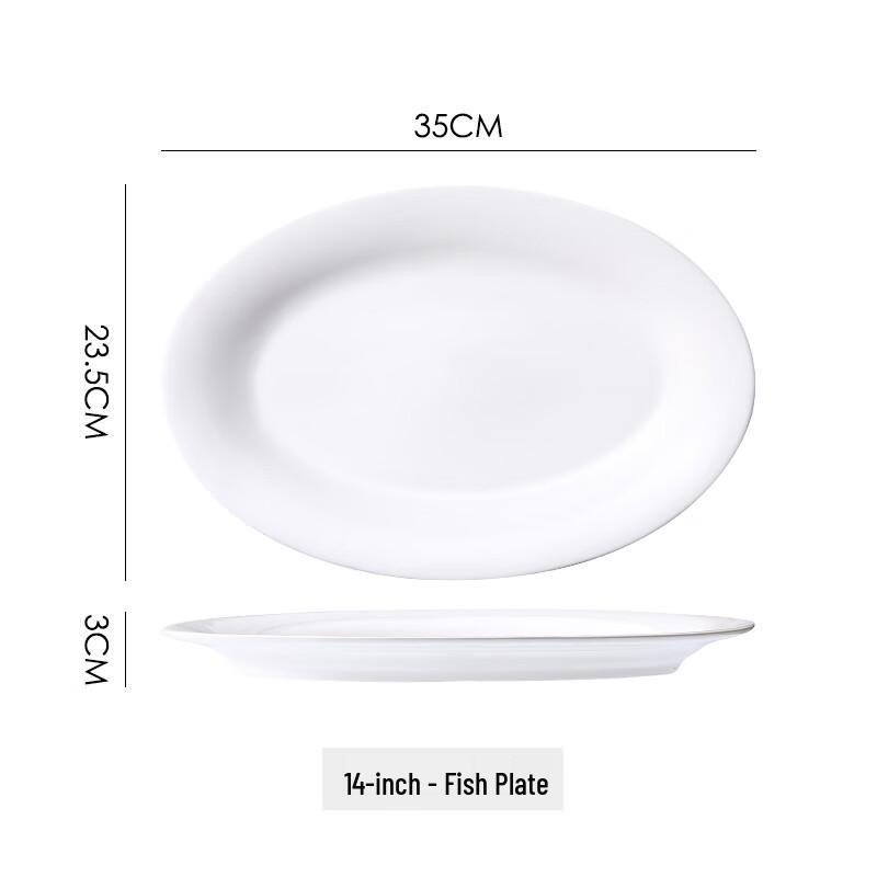 Extra Large Oval Pure White Ceramic Fish Plate