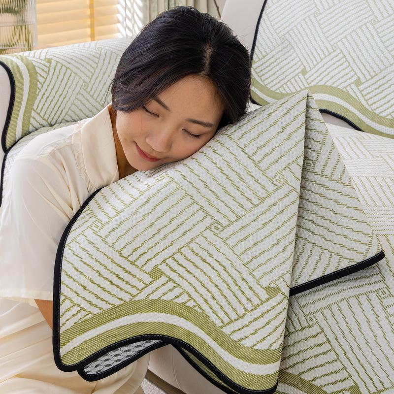 Special-Shaped Sofa Cushion Summer Ice Silk  New Cool Bean Non-Slip Seat Cushion Straight Row Sofa Cover