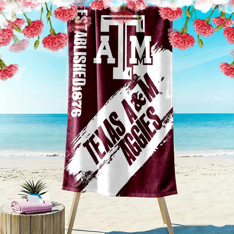 Texas A&M Aggies Print Beach Towel, Large Soft Quick Dry Towel for Beach Camping Swimming