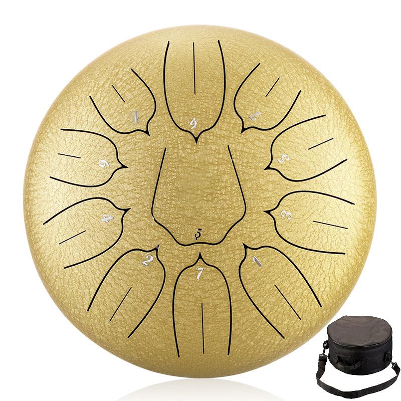 Hluru 10 Inch 11 Notes Glucophone Steel Tongue Drum D Tones Music Drum Ethereal Drum Percussion Instrument 11 Notes Steel Drum