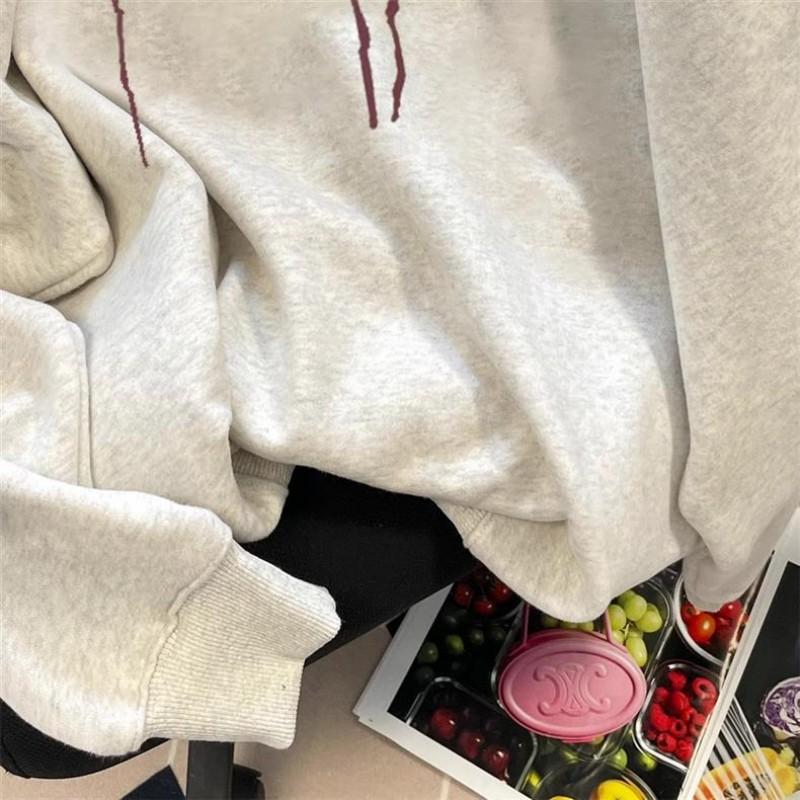 Womens Oversized Fleece-Lined Cotton Sweatshirt Loose Fit Casual Hoodless Top Winter
