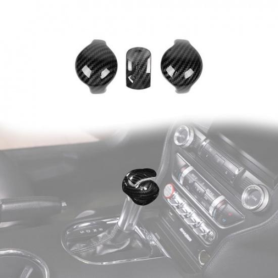 Carbon Fiber Car Gear Shift Knob Trim Covers For Ford Mustang 2015-2019 Interior