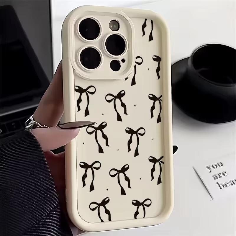 Cute Black Bow Pattern Phone Case For Xiaomi Redmi Note 14 Pro 4G 15 13 12 11 Pro Plus Redmi Note 13 pro 5G Soft Silicone Cover