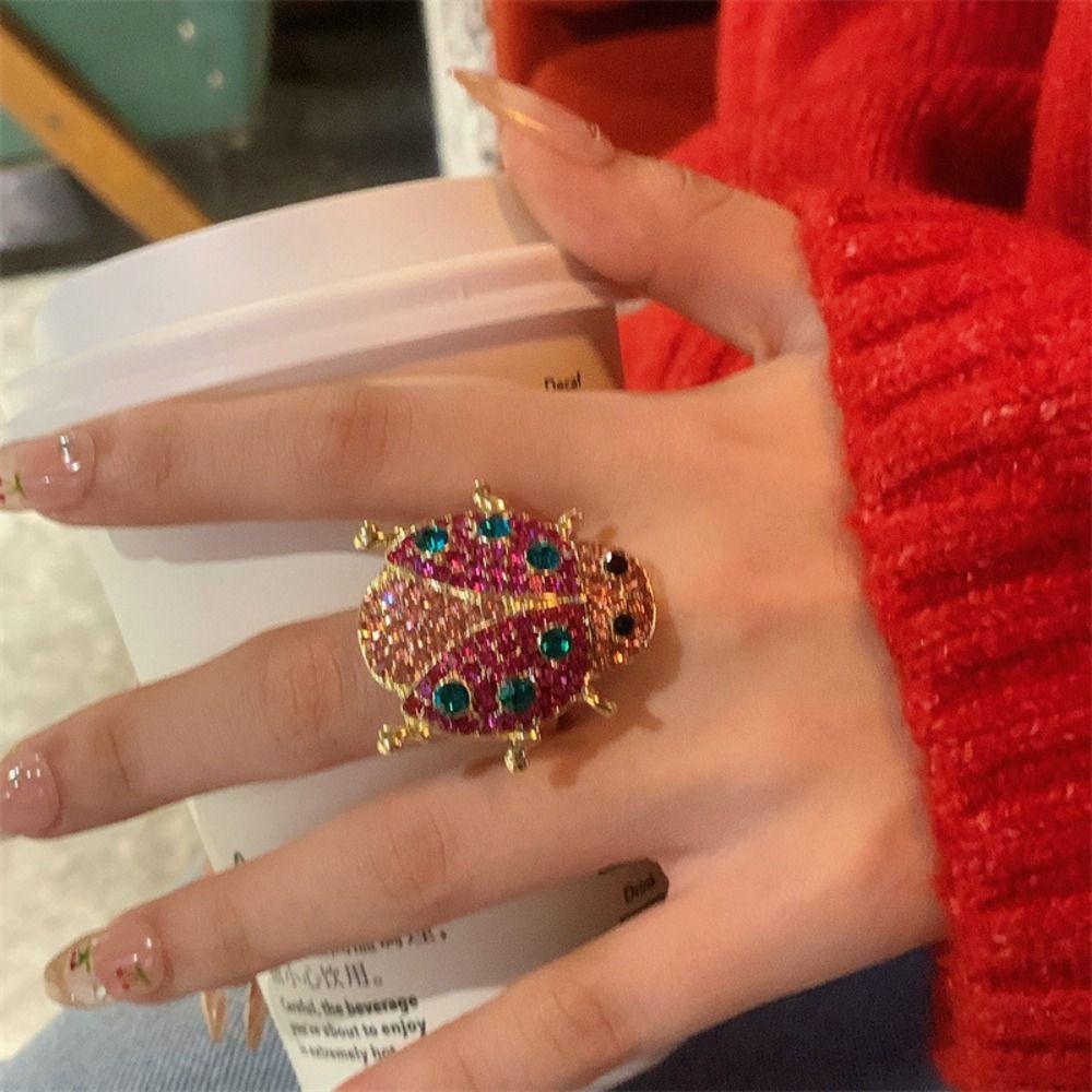 Cherry Painting Ring Lemon Fruit Enamel Ring Cute Drip Oil Ring  Women