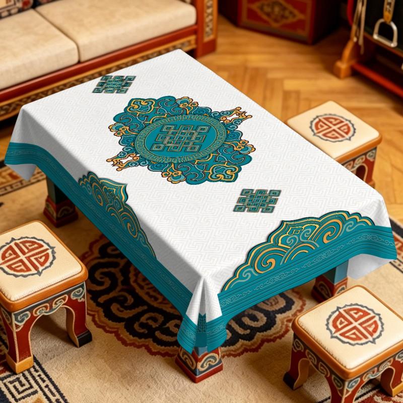 Waterproof Oil-proof Heat-resistant PVC Tablecloth Ethnic Style Stain-resistant Easy-clean Table Cover Dining Room Kitchen