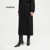 Women's Black Slim-Fit Straight Midi Skirt