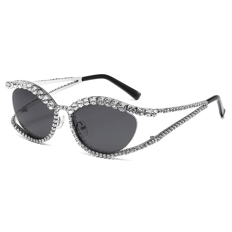 Y2K Diamond Women Sunglasses Fashion Cat Eye Sun Glasses Trendy Party Shades Driving Glasses Fretwork Design