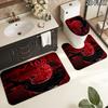 3pcs Black and Red Batman Pattern Flannel Nonslip Absorbent Washable Decorative Bathroom Home Toilet Seat Cover Mat