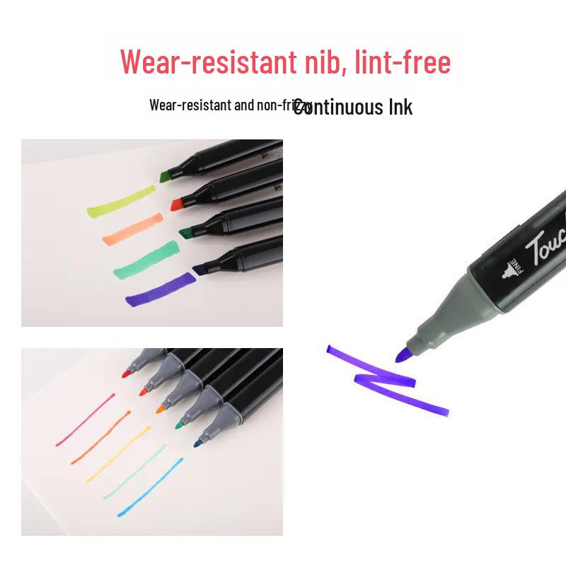 Set de markere cu alcool cu ​​vârf dublu, 48 de culori, pentru proiecte artistice și acuarelă