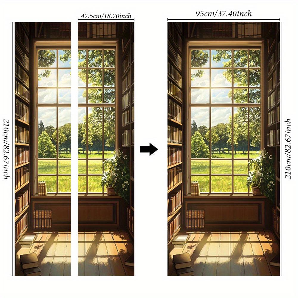 1 Pair of Self-adhesive Library Wall Stickers, Contemporary Paper Wall Art for Hallways, Porches, Living Rooms, Bedrooms, Office