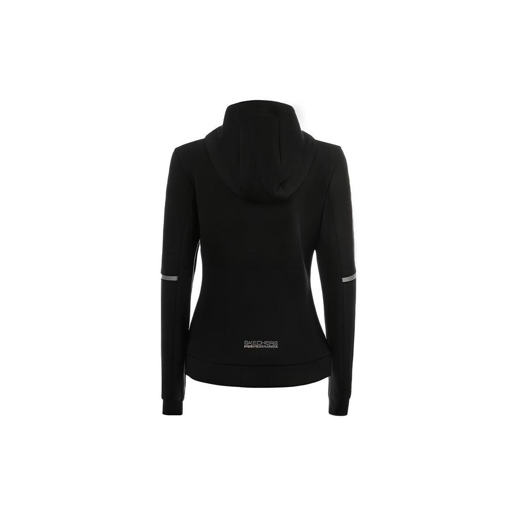 Skechers Sport Series Solid Color Zip-Up Hooded Jacket Women jackets Carbon-Black P322W020-0018