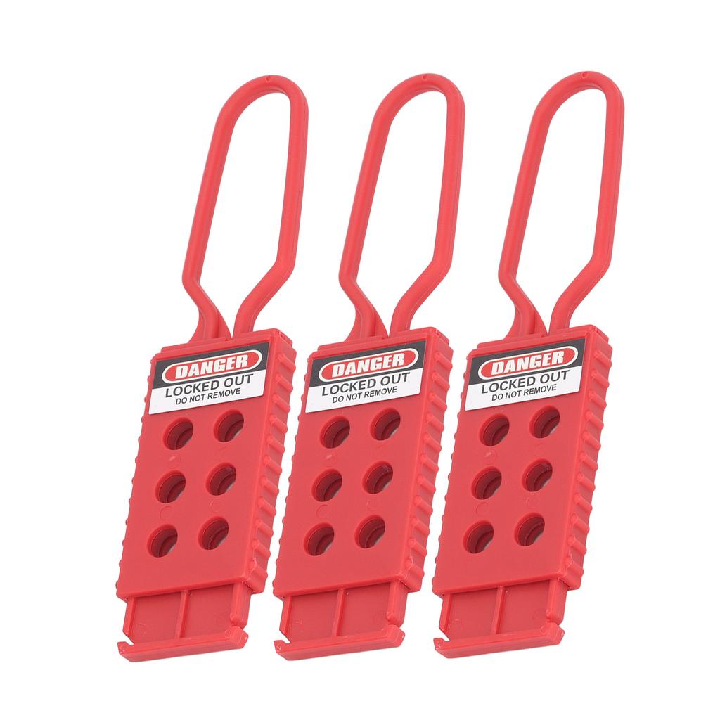 3 stk 6 hull Tagout-hasper Elektrisk isolasjons Lockout-hasp for nedstengningsvedlikehold 9 mm hulldiameter