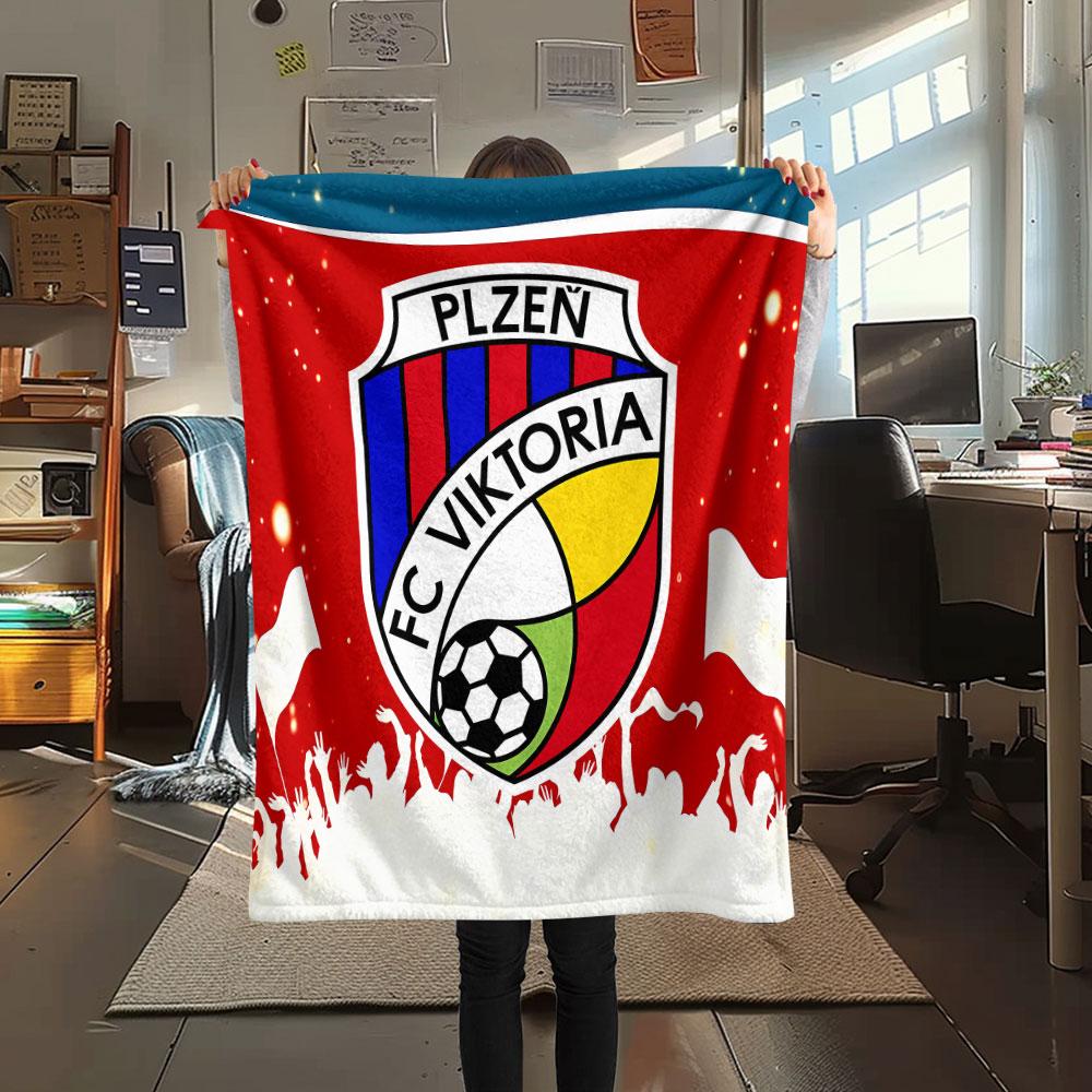1PC FC Viktoria Plzen Patterned Flannel Blanket Suitable For All Seasons for Home Decor Warmth and Comfort Gifts Holiday Present