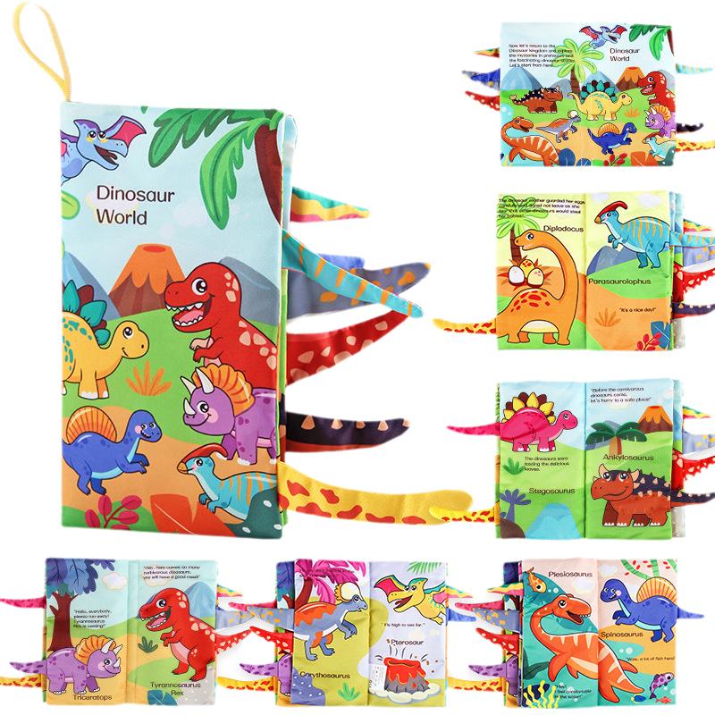 

Пазл для малышей Раннее развитие Визуальная тренировка Динозавр Животное Хвост Тканевые книги Dinosaurs