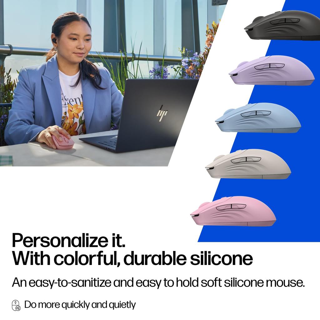 HP 400 Silent Wireless Mouse Bluetooth USB Dongle Sensor up to 6000 Silicone Battery Life up to 24 Ambidextrous Design Maple 2.4GHz Connection,