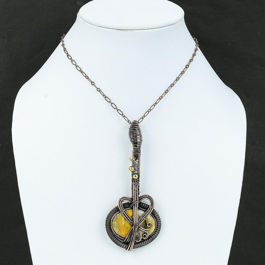 Hummel Jasper Anhänger Kupferdraht Umwickelter Anhänger Edelstein Kupfer Schmuck Erstaunlicher Gitarren Anhänger Handgefertigter Drahtwickel Schmuck Geschenk Für Sie