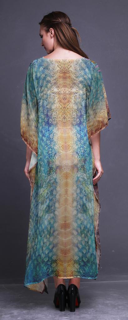 Phagun Leopard Animal Skin Womens Long Beach Kaftan Beachwear Bikini Coverup Maxi