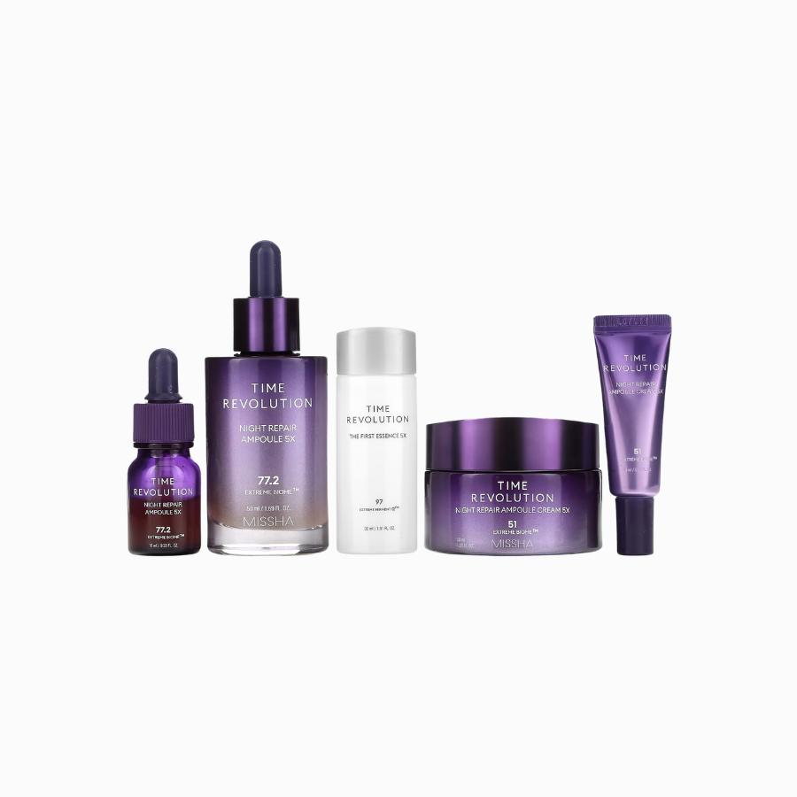 

MISSHA Time Revolution Night Repair Ampoule 5x, 70 мл + The First Essence Lotion 130 мл + Night Repair Ampoule 5x + Night Repair Ampoule Cream 50 мл 1 set