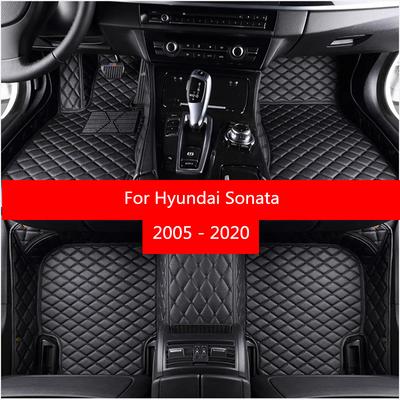 Car Floor Mats For Hyundai Sonata 2006-2016 2017 2018 2019 2020 Flash Mat Leather Custom Auto Foot Pads Automobile Carpet Cover