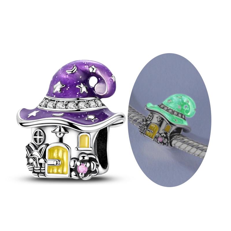 New Copper Charms Beads Luminous Rose Heart Shape Cat Paw Cat Beads Fit Original Pendant Bracelet Women Diy Jewelry