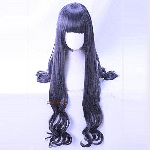 Heat-resistant cosplay wig, "Second Castle," black-purple, long, curly hair, perfect for Halloween and event costumes + 2 bonus items