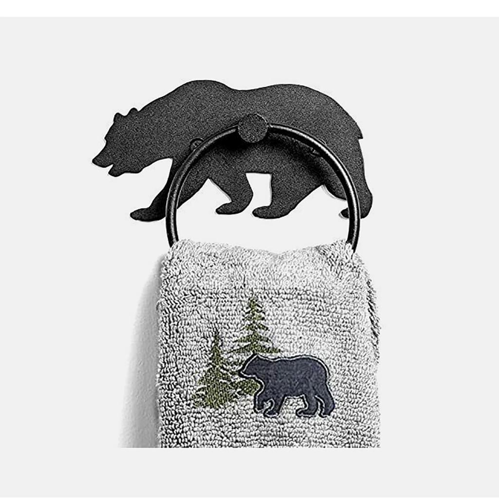Bear Towel Ring Towel Holder Bathroom Wall Mounted Metal Wall Mounted Towel Ring Metal Hand Towel Holder Wall Decor for Kitchen Home Hanging Decor