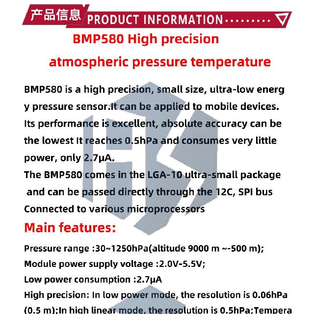 BMP580 high precision atmospheric pressure and temperature sensor module 2.0V-5.5V IIC SPI compatible with BME280 BMP388